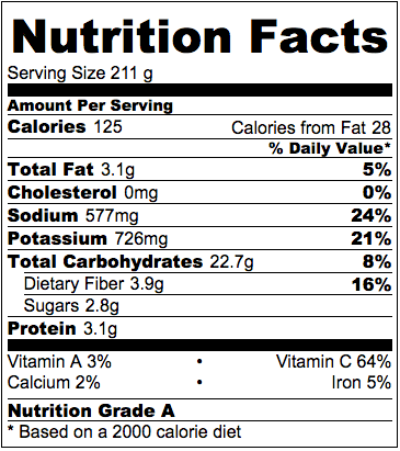 Zucchini Tater Tots Nutrition Label