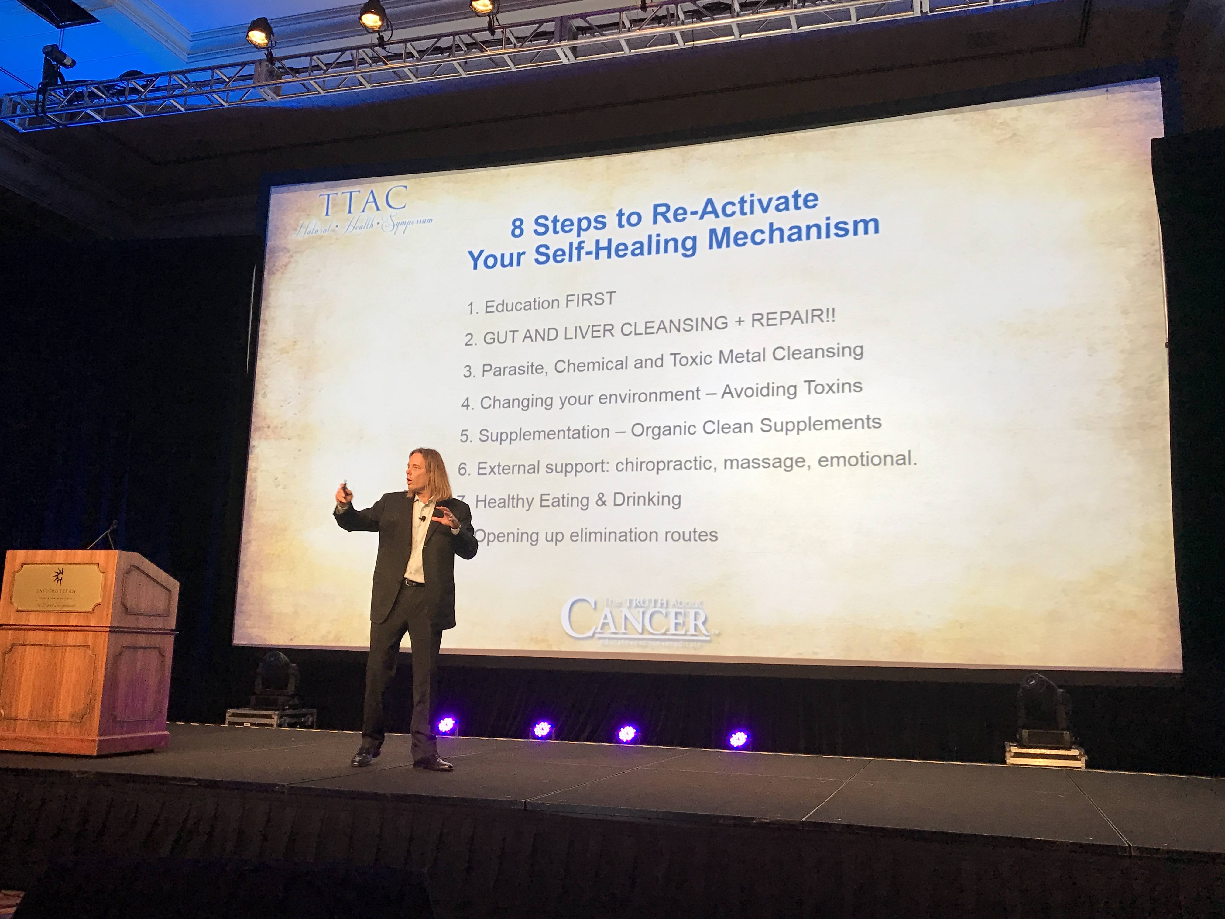Dr. Group, DC presents the 8 Steps to Re-activate Your Self-healing Mechanism at The Truth About Cancer Symposium.