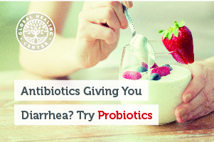 A glass of organic yogurts. Antibiotics intend to give individuals diarrhea issues, which is why we recommend probiotics.