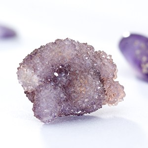 An open amethyst gemstone. Amethyst is the rarest form of quartz and possibly the most popular form of quartz in the world.