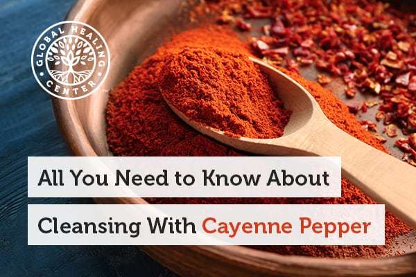 Cayenne pepper can help cleanse the body. Cayenne pepper on a wooden spoon.