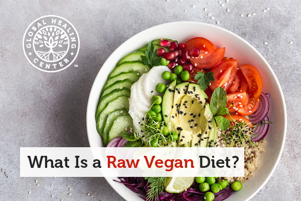 Raw vegan diet includes organic raw fruits and vegetables.