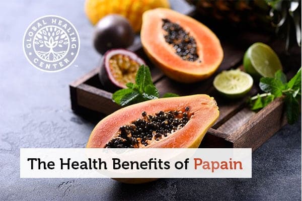 Papain enzymes can be found in papaya.