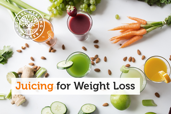 Five different juices for weight loss including green juice, strawberry juice, orange juice, and more.