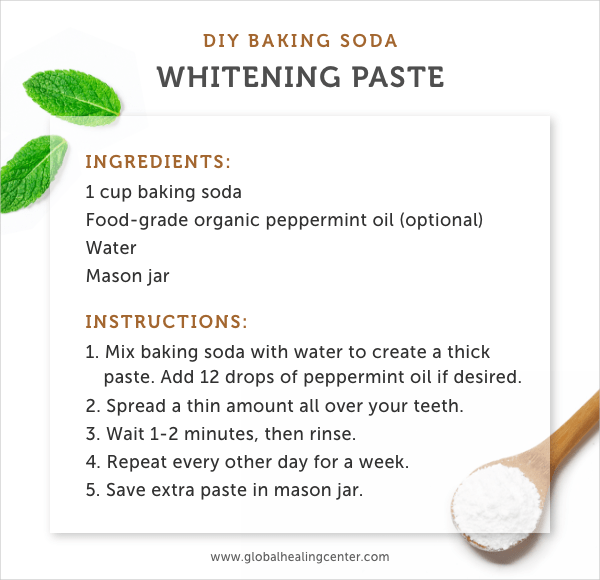 Use baking soda for a natural teeth whitening paste.