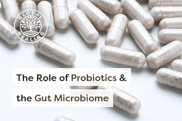 Probiotics and microbiome terms on white background. Probiotics offer many great health benefits for the gut.